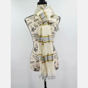 LemLem Scarf Wrap Womens Ambo Silver Striped Gauze Shawl Boho Lagenlook Artsy
